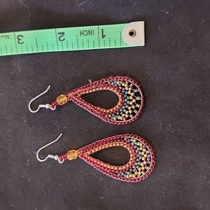 Beaded earrings,  3 inch drop
